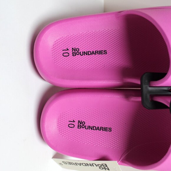 No Boundaries NWT Size 10 Women's Slip On Lightweight Pink Flower Slide Sandals - Picture 4 of 14